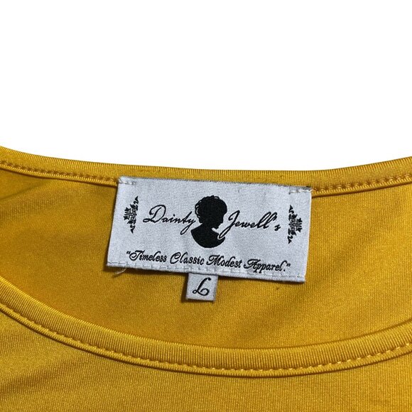 Dainty Jewells women's blouse L golden yellow ruffle sleeve layering top - Picture 2 of 6